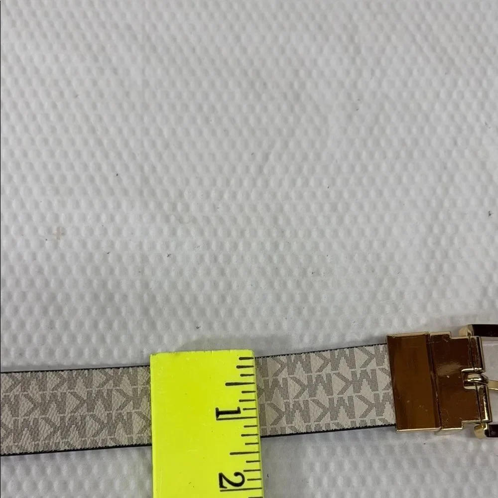 Michael Kors Reversible Black or Cream Belt Gold Buckle Signature MK Monogram